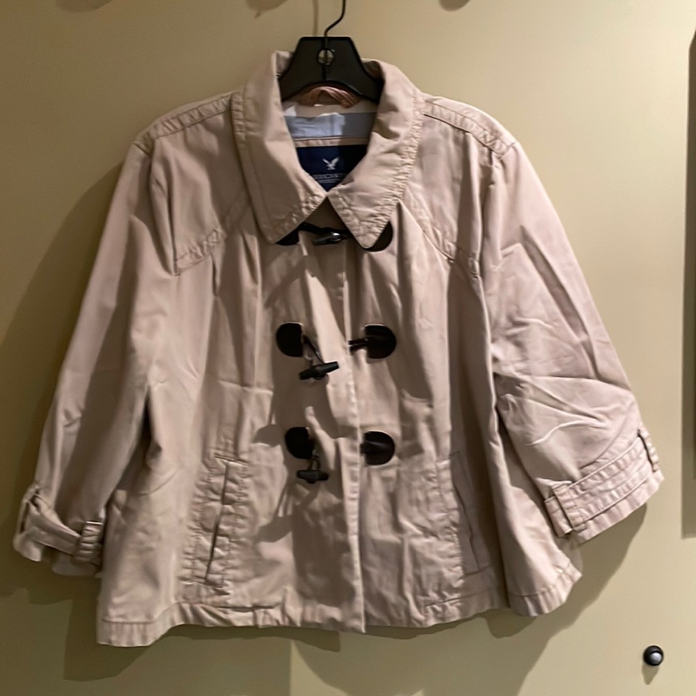American Eagle Outfitters, LG, swing trench coat with wood toggles